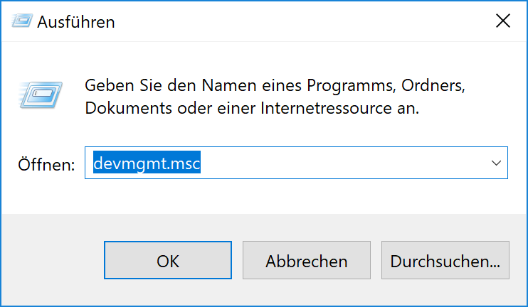 Geräte-Manager ausführen Windows 10