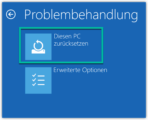 Diesen PC zurücksetzen Windows 10