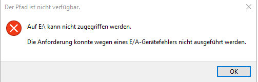 E/A-Gerätefehler Meldung