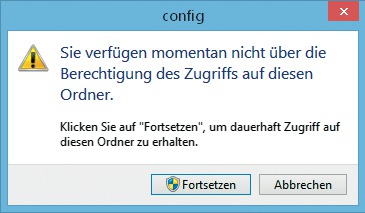 Sie verfügen momentan nicht über die Berechtigung des Zugriffs auf diesen Ordner