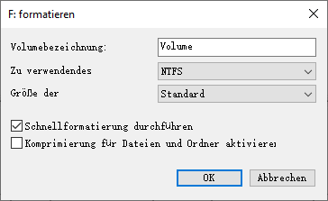 Formatierung starten Datenträgerverwaltung