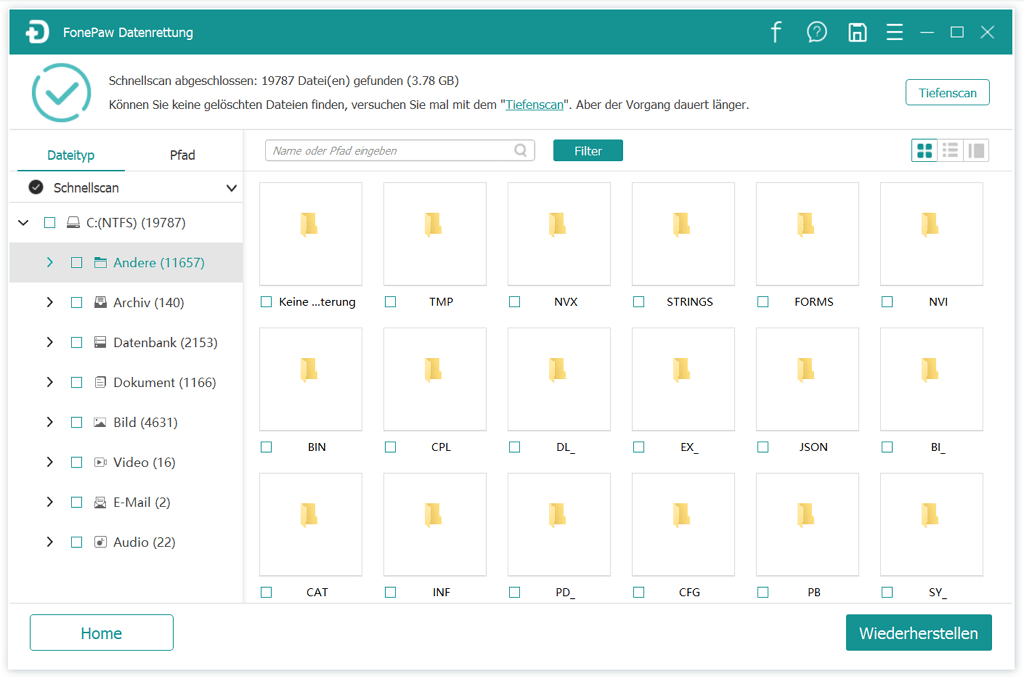 Download-Ordner nach dem Scann checken