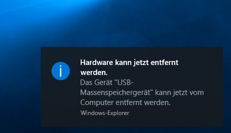 Hardware kann jetzt entfernt werden