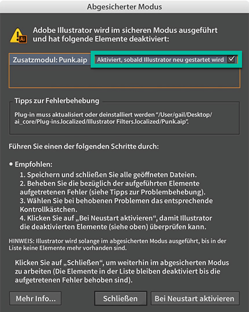 Illustrator Abgesicherter Modus öffnen