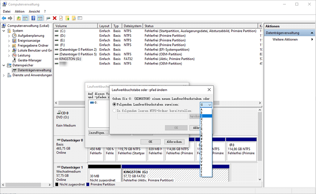 Laufwerksbuchstabe zuweisen