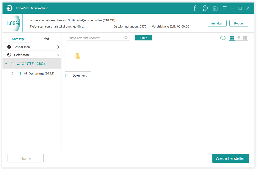 Modus Tiefenscan