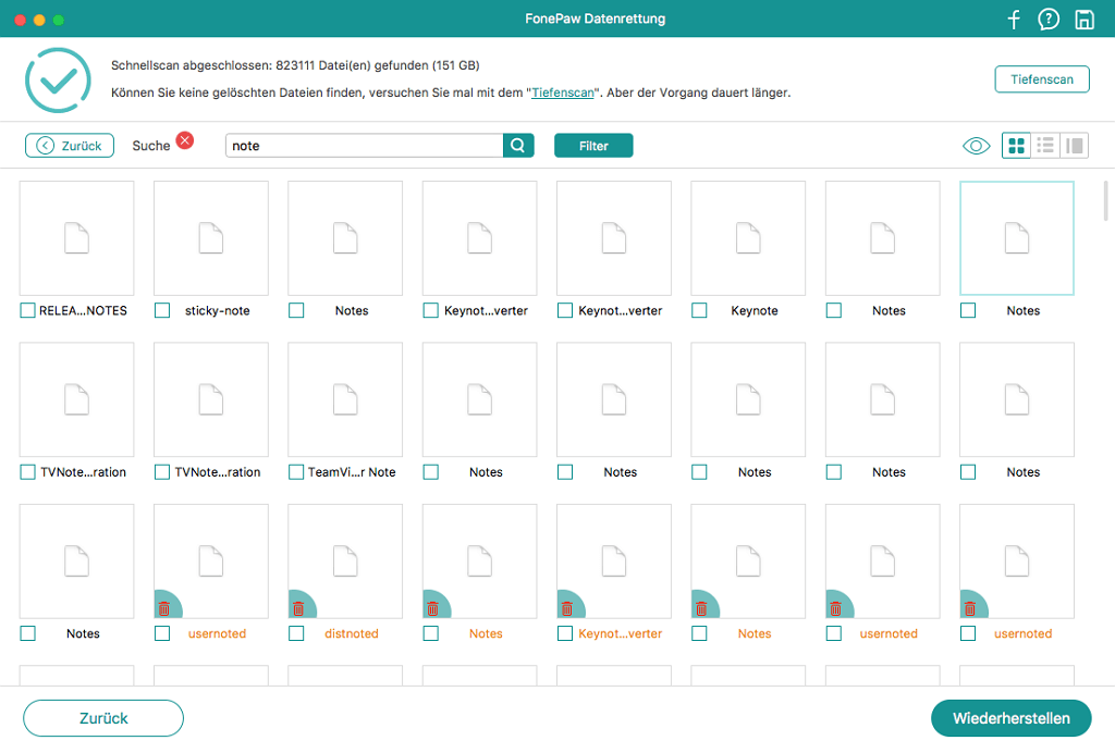 Gelöschte Notizen auf Mac wiederherstellen
