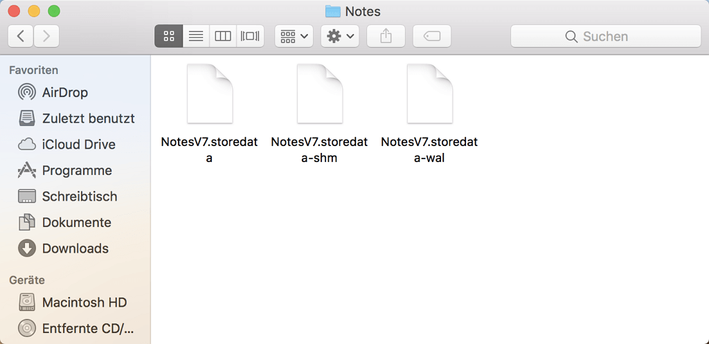 Zum Ordner Notes auf Mac gehen
