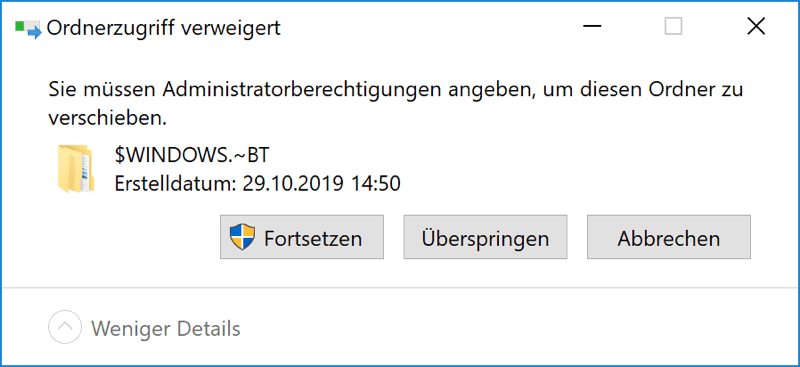 Ordnerzugriff verweigert Windows 10