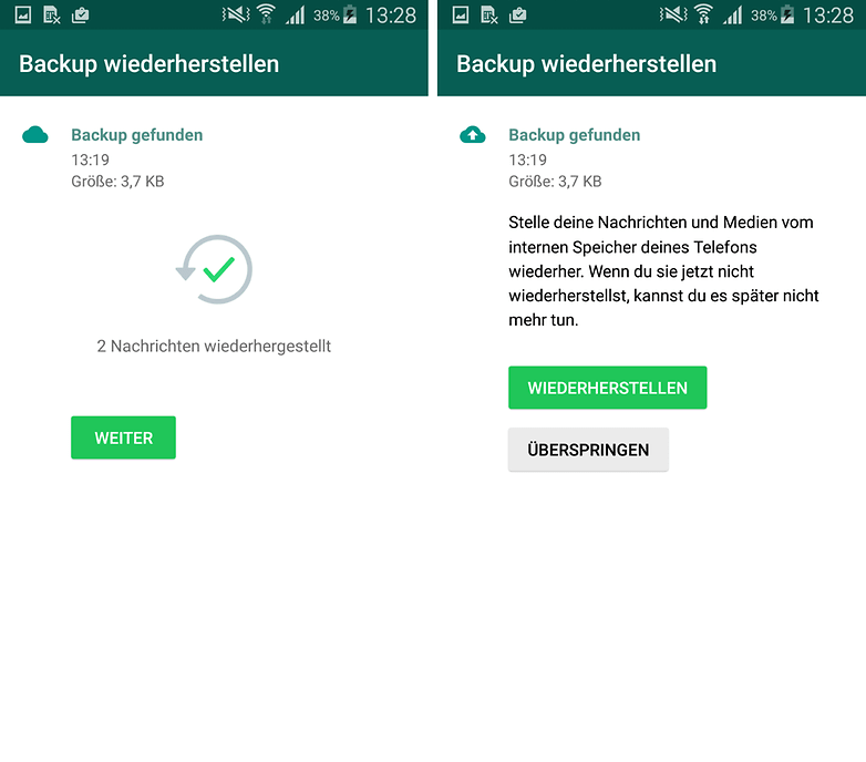 WhatsApp-Backup wiederherstellen