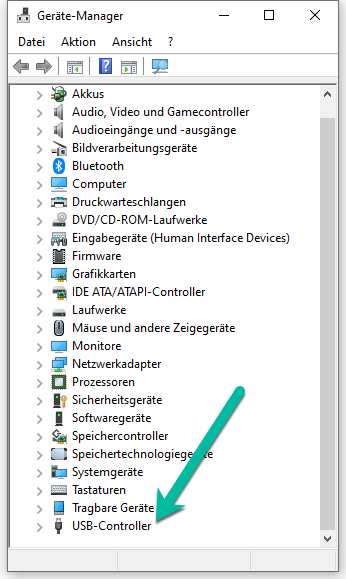 USB Controller in Geräte Manager finden