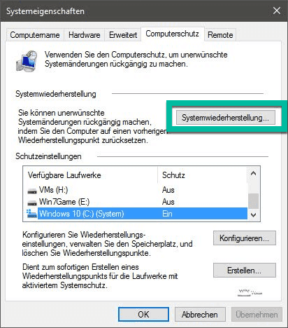 Windows Systemwiederherstellung durchführen