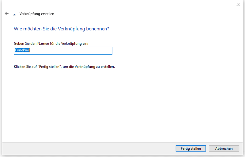 Verknüpfung Name eingeben