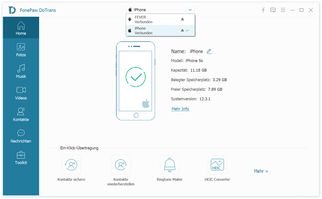 Android und iPhone mit DoTrans verbinden