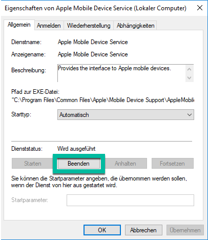 Apple Mobile Device Service neustarten