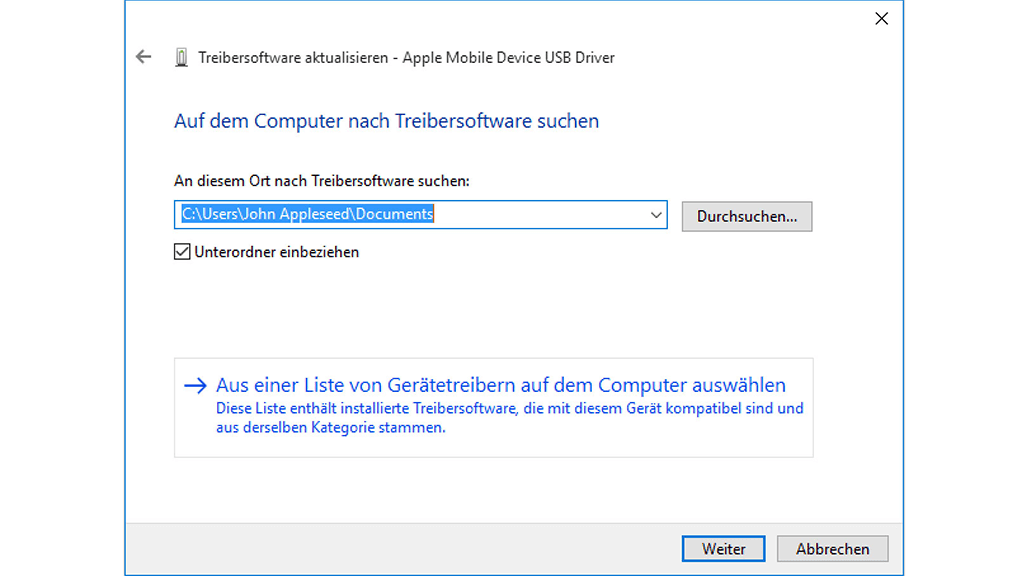 Apple Mobile USB Treiber durchsuchen