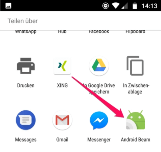 Datei über Android Beam teilen