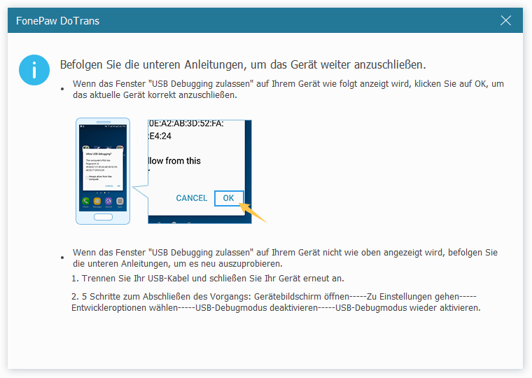 USB-Debugging zulassen DoTrans