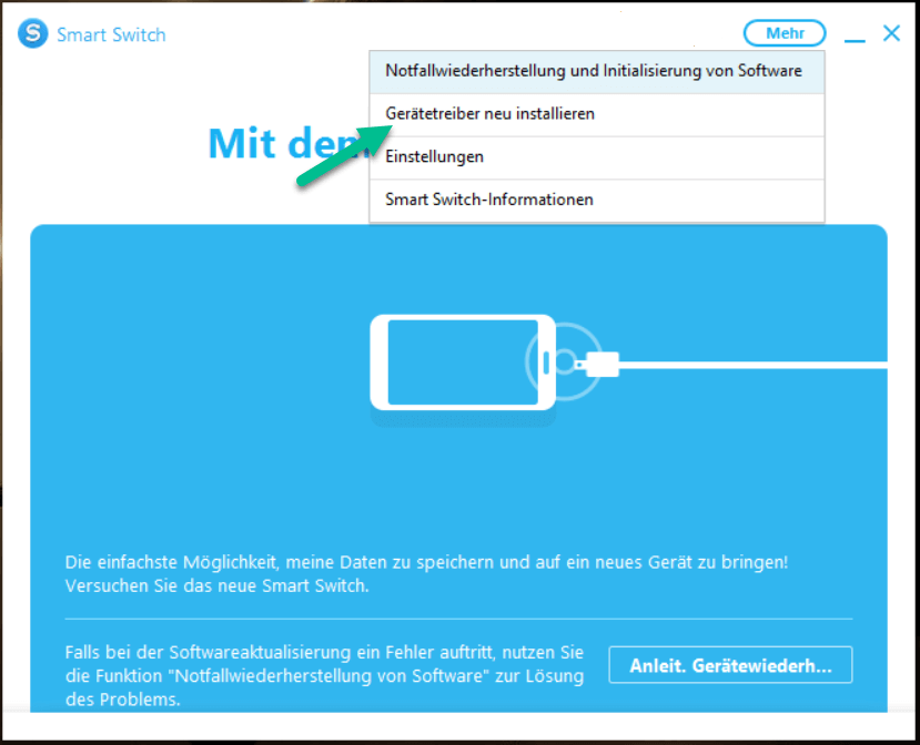 Samsung Smart Switch Gerätetreiber neu installieren