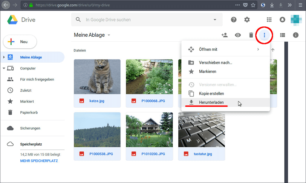 Fotos auf Google Drive hochladen