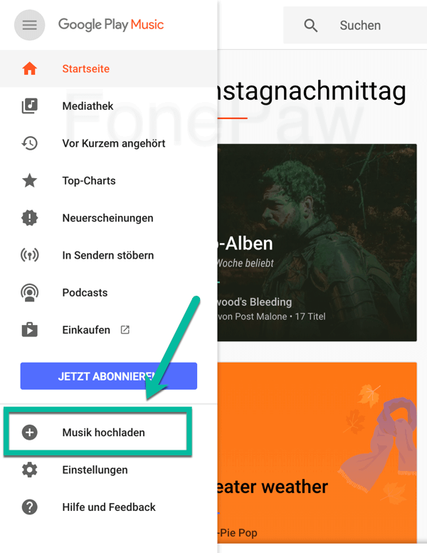 Google Play Musik hochladen