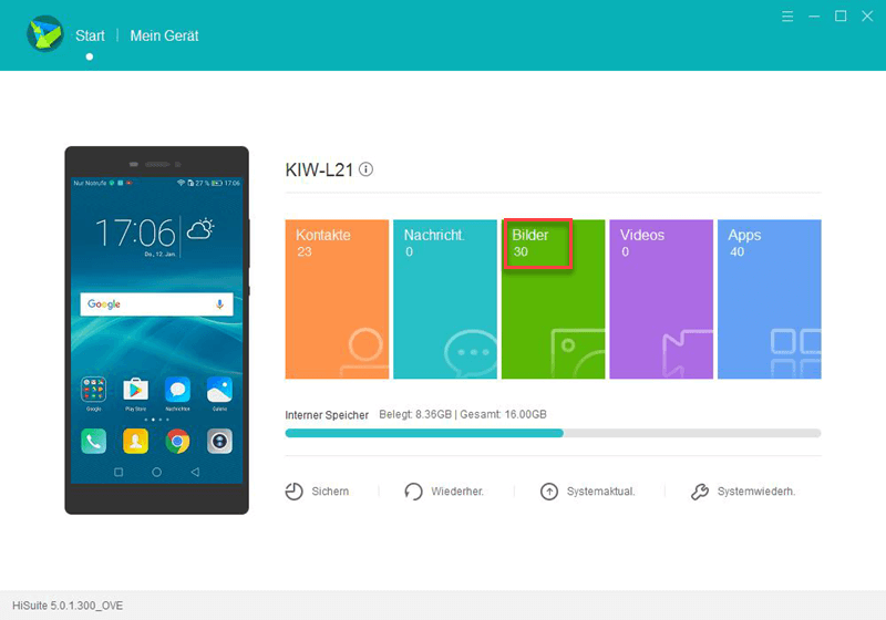 Huawei Fotos auf PC übertragen mit HiSuite