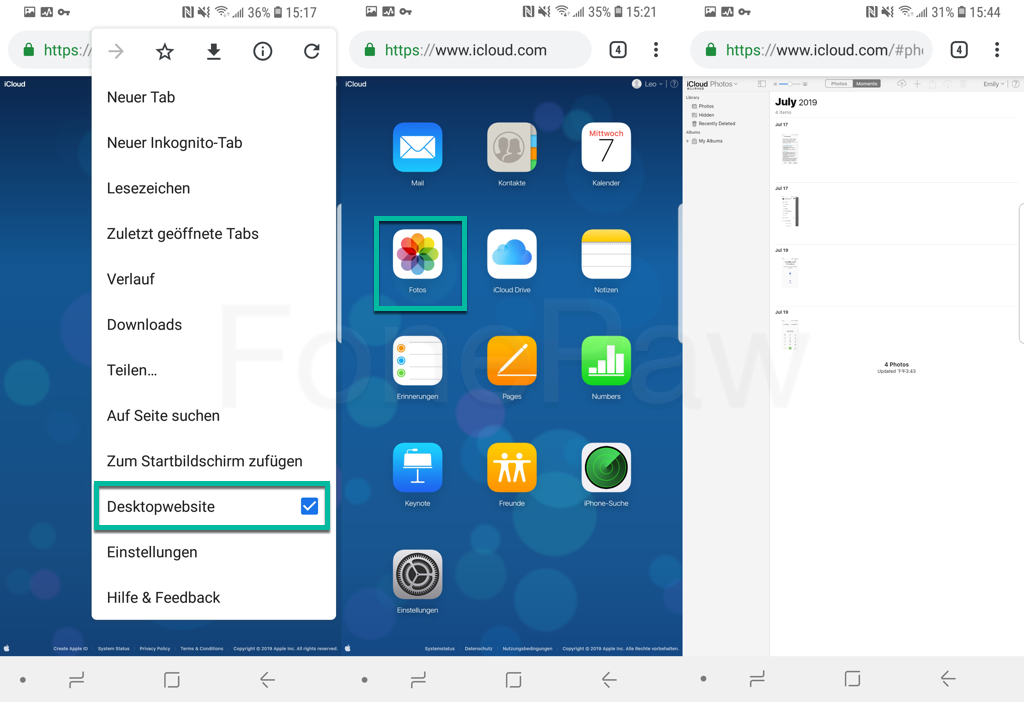 iCloud auf Android öffnen