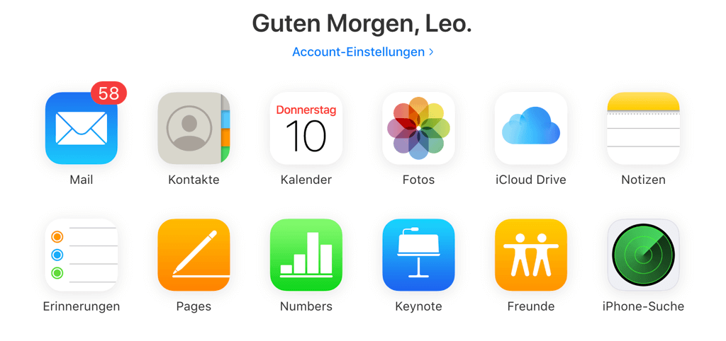 iPhone Erinnerungen in iCloud.com