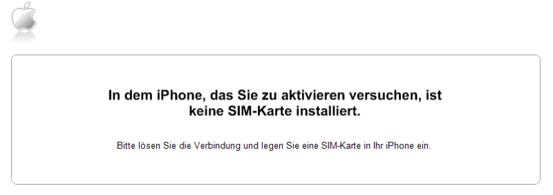 iTunes Keine SIM-Karte installiert in dem iPhone
