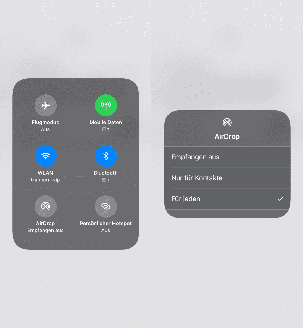 AirDrop aktivieren Kontrollzentrum