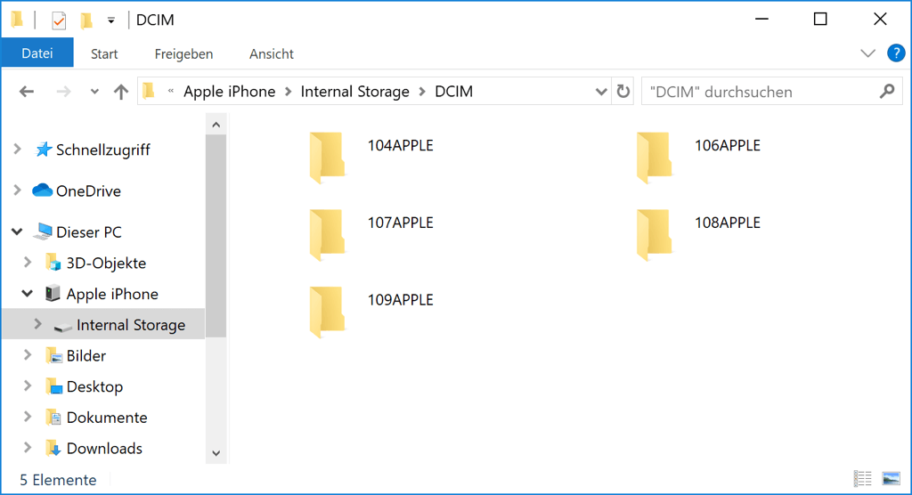 iPhone DCIM Ordner