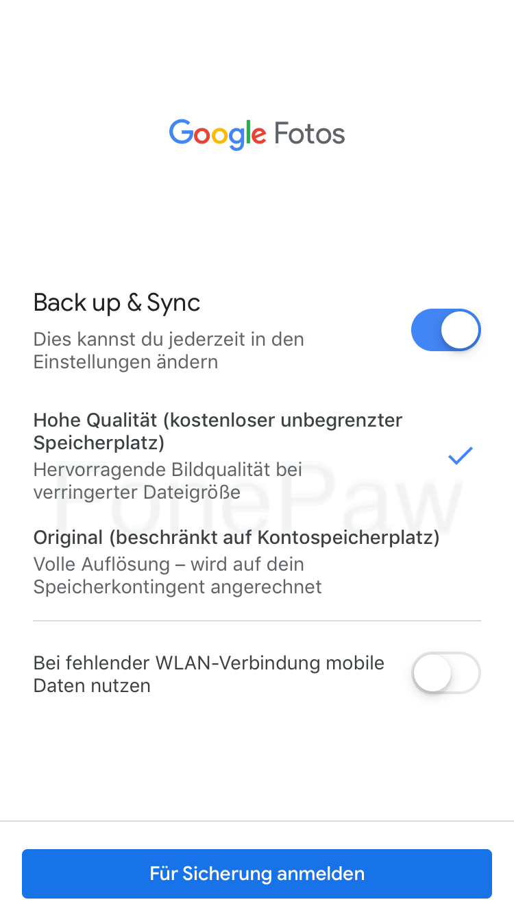 iPhone Fotos synchronisieren über Google Fotos