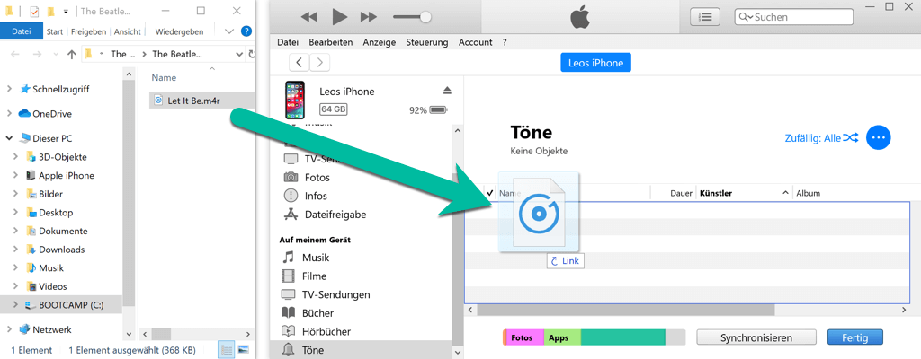 iPhone Klingelton übertragen über iTunes