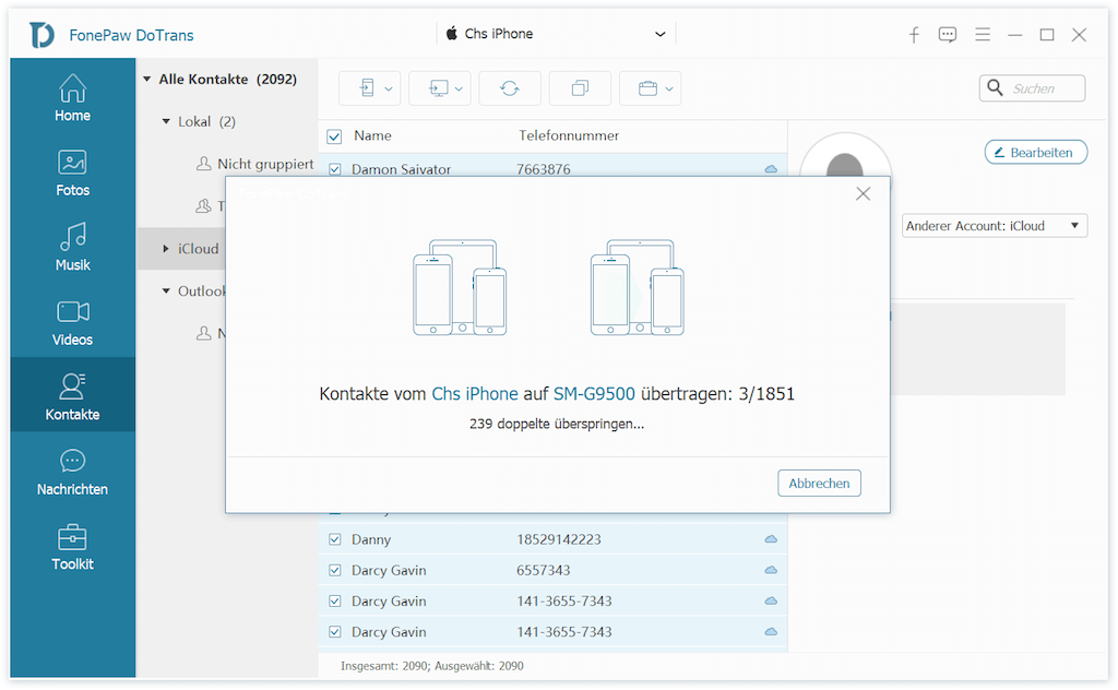 Kontakte von iCloud auf Android übertrgaen