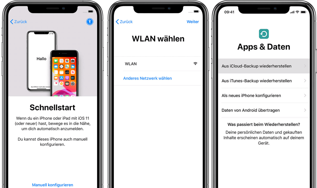 iPhone Schnellstart Als neue iPhone einrichten