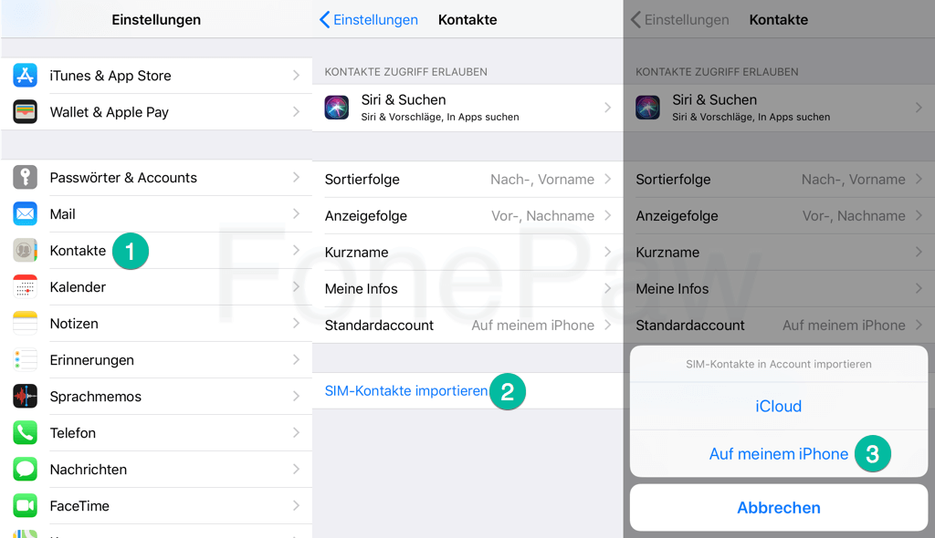 iPhone SIM Kontakte importieren