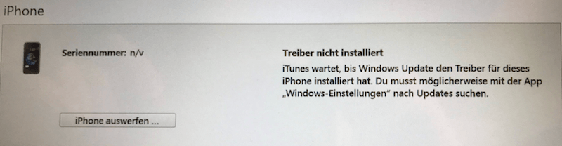 iPhone Treiber ist nicht installiert 