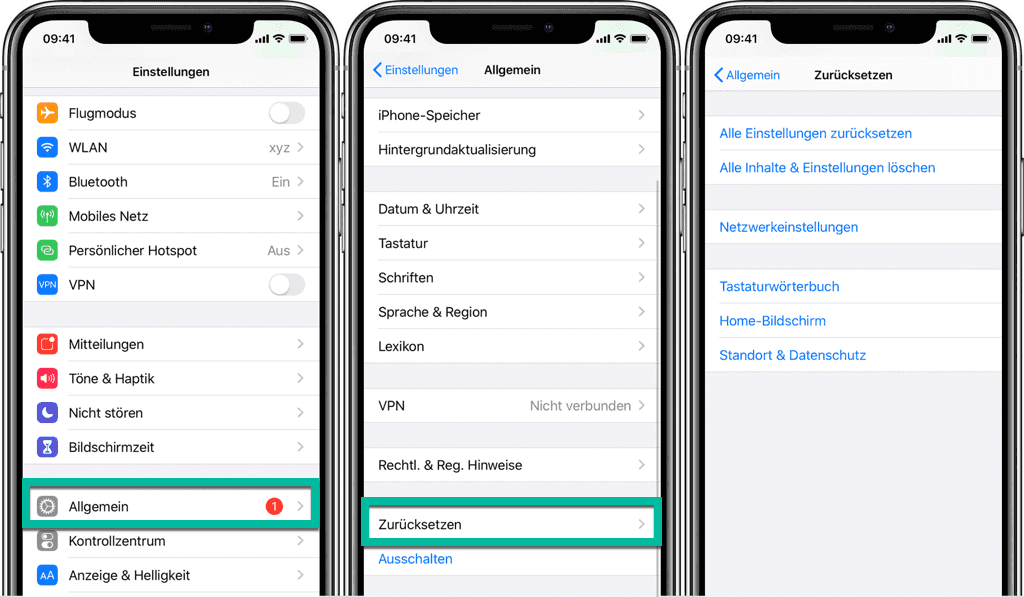 iPhone zurücksetzen auf Werkseinstellungen