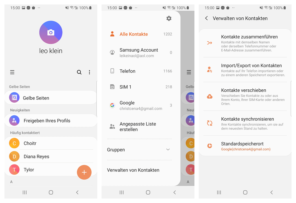 Kontakte zusammenführen Samsung