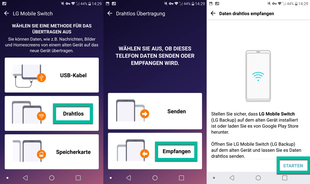 LG Daten drahtlos übertragen