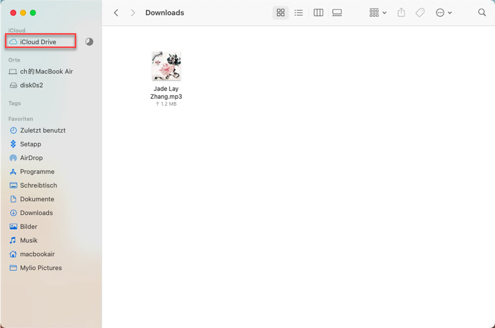 MP3 in iCloud Drive ziehen in Mac