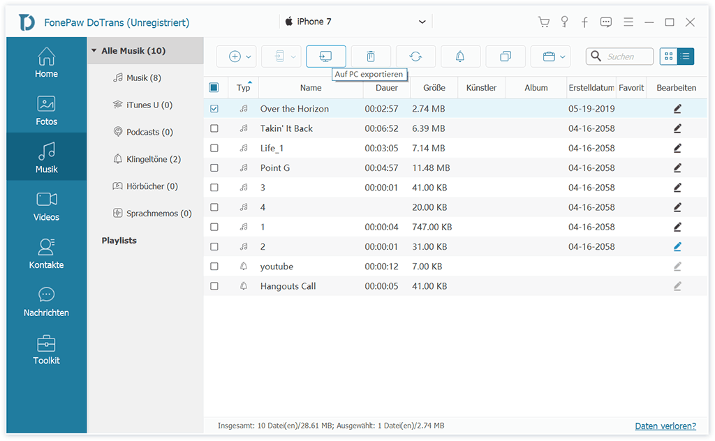 Musik vom iPhone auf PC ohne iTunes exportieren