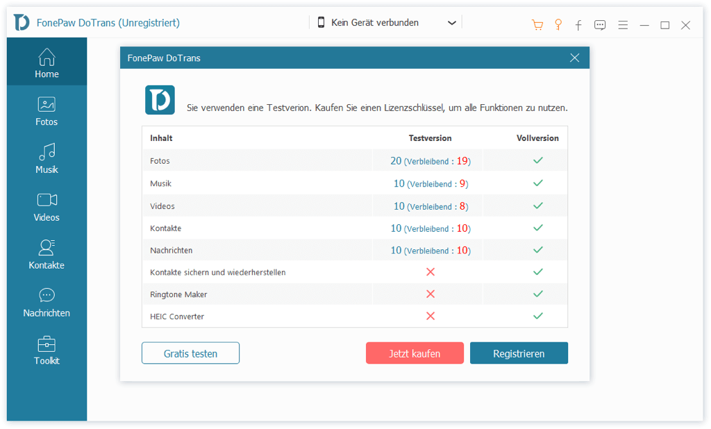 DoTrans kostenlos testen