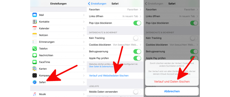 Browser-Daten auf dem iPhone löschen