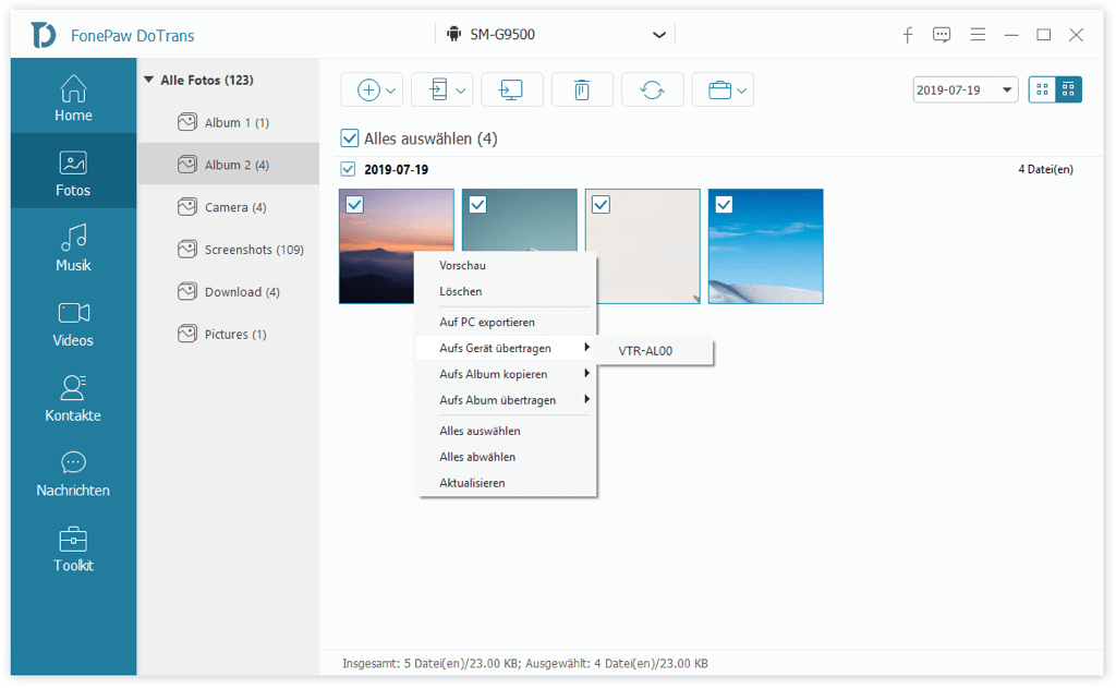 Bilder von Samsung Handy auf Tablet übertragen