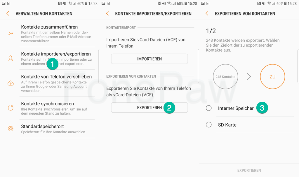 Kontakte exportieren in VCF