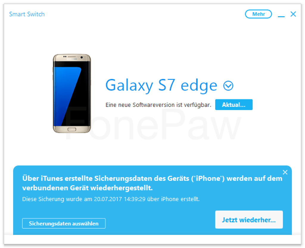 Samsung Smart Switch Backup jetzt wiederherstellen