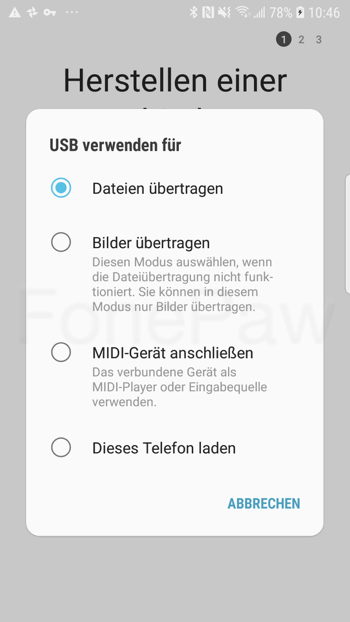 USB verwenden für Dateien übertragen