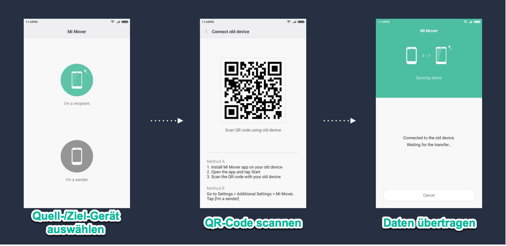 Daten von Xiaomi auf Xiaomi übertragen Mi Mover