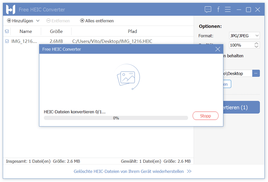 HEIC Konvertierung im Laufen